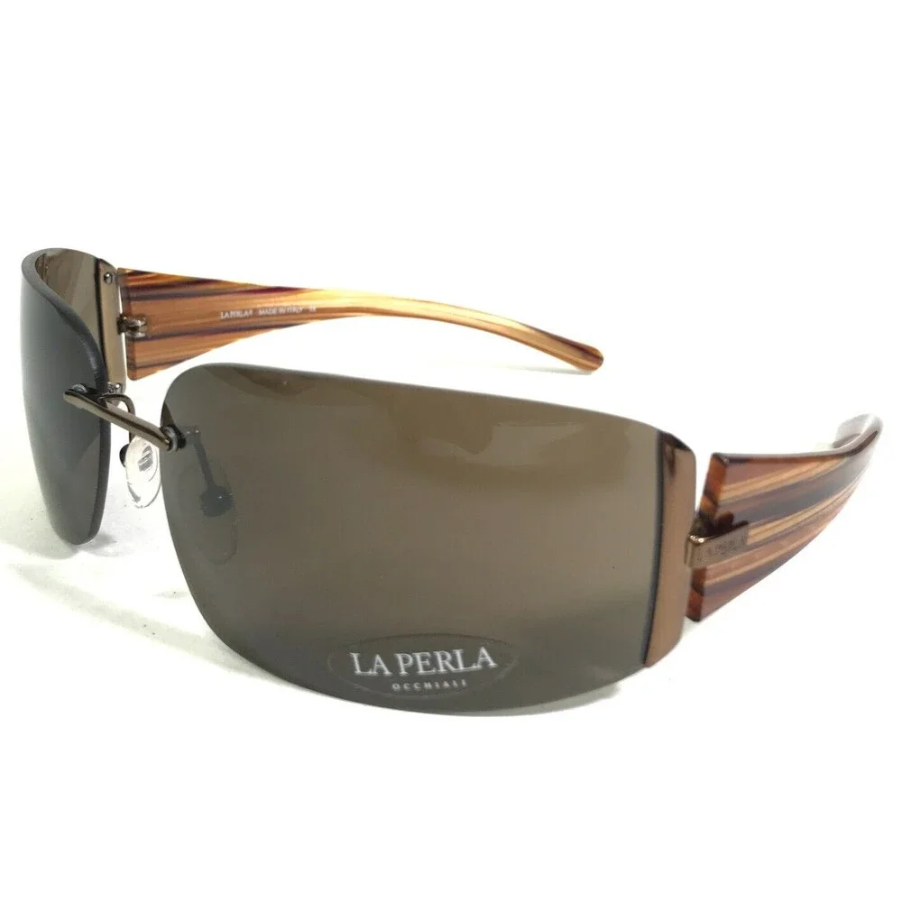 La Perla Sunglasses MOD.SPE 653M COL.R80 Brown Wood Grain Frames w Brown Lenses